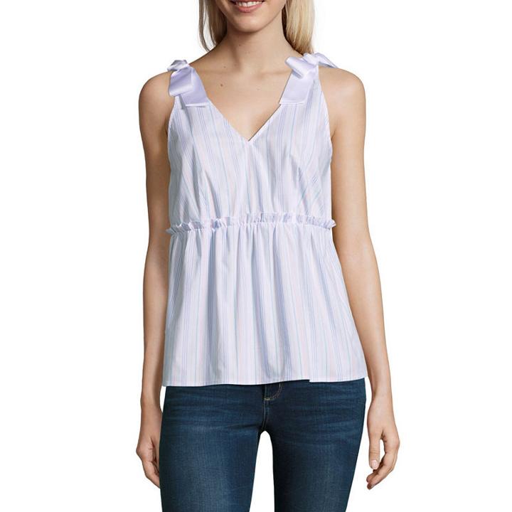 Belle + Sky Peplum Tie Shoulder Halter Blouse