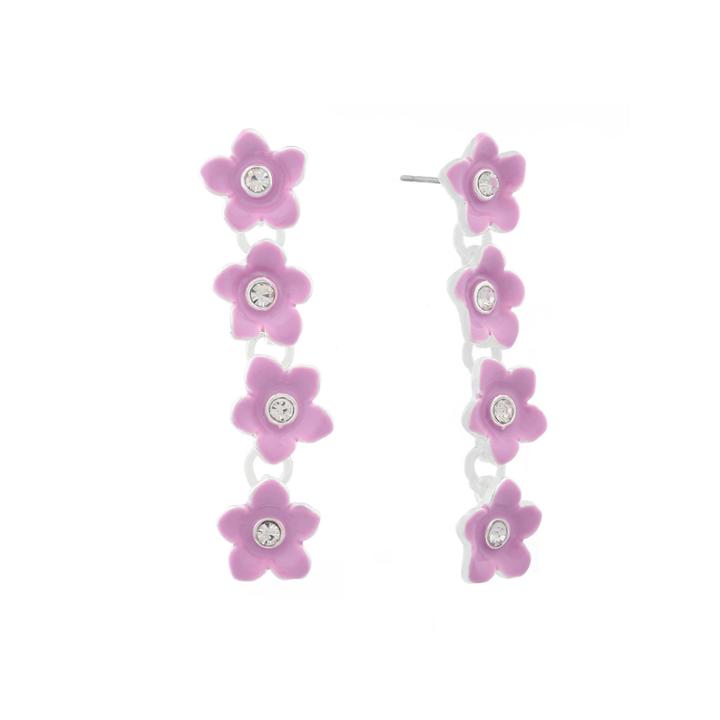 Liz Claiborne Flower Linear Earring Purple Silvertone