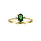 Genuine Emerald Diamond-accent 14k Yellow Gold Ring