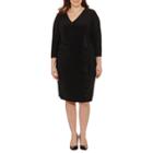 Black Label By Evan-picone 3/4 Sleeve Sheath Dress-plus