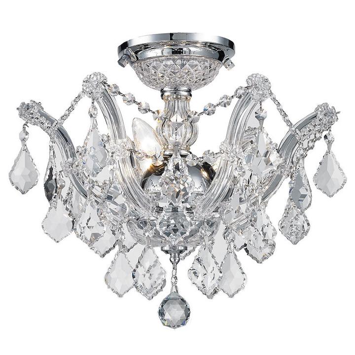 Bayou Collection 3 Light Chrome Finish And Clear Crystal Semi-flush Mount Ceiling Light