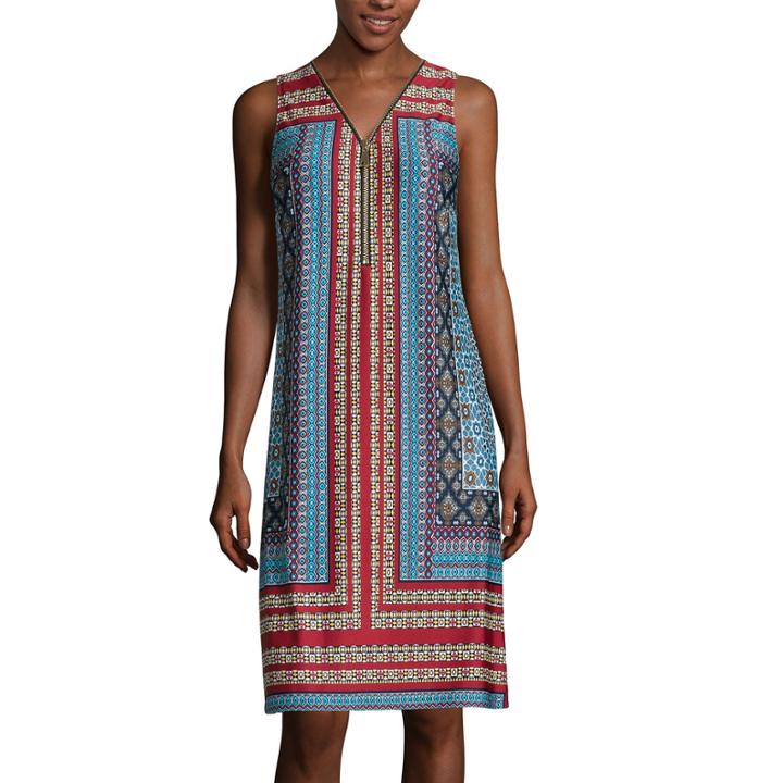 Msk Sleeveless Zipper-front Sheath Dress