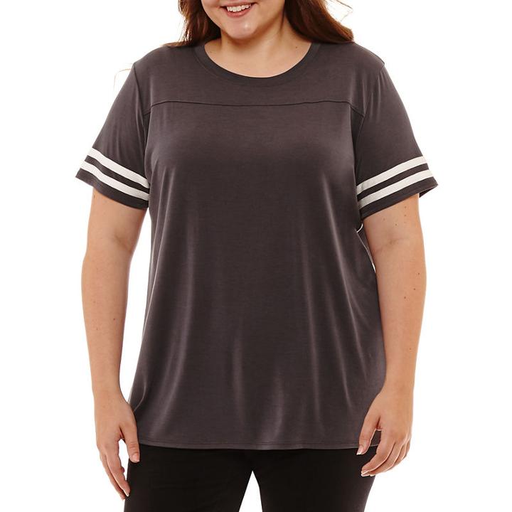 Flirtitude Short Sleeve Varsity T-shirt-womens Juniors Plus