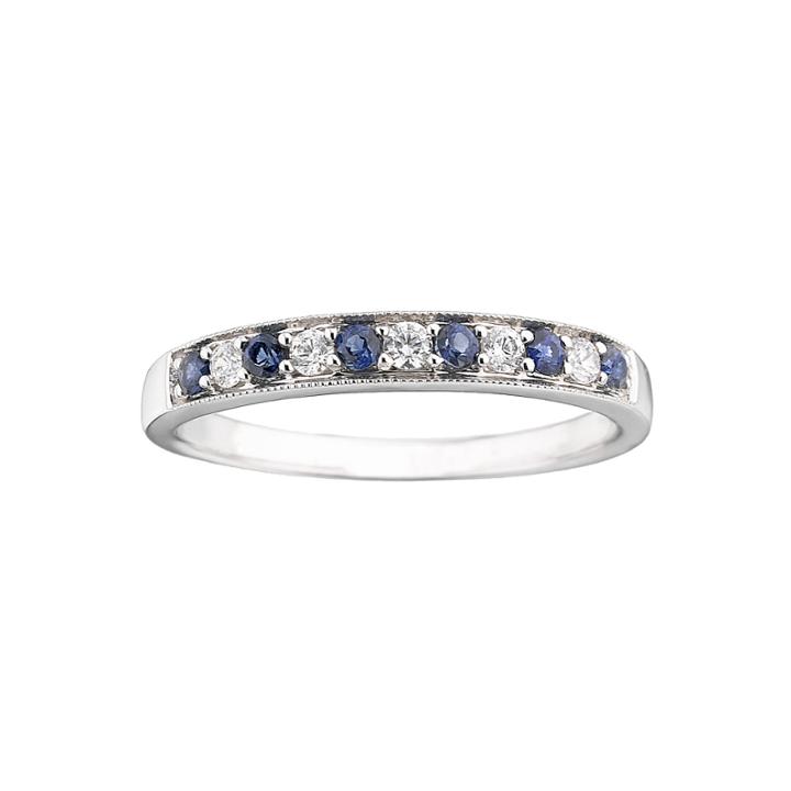 I Said Yes&trade; 1/8 Ct. T.w. Certified Diamond & Blue Genuine And Lab Created Sapphire Milgrain Band
