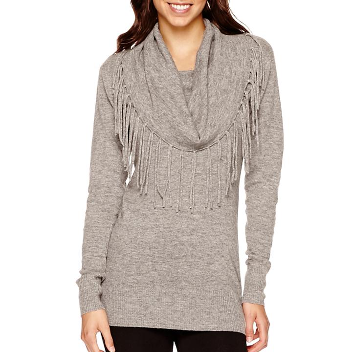 I Jeans By Buffalo Fringe Cowlneck Sweater