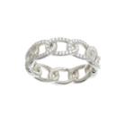 Cubic Zirconia Sterling Silver Curb-link Ring