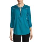 St. John's Bay Embroidered Tie-front Blouse