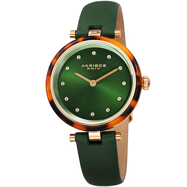 Akribos Xxiv Womens Green Strap Watch-a-1052gn