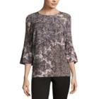 Liz Claiborne Bell Sleeve Floral Blouse