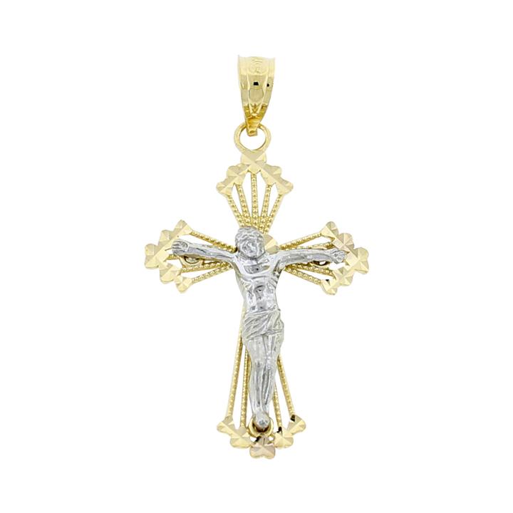 Womens 14k Gold Two-tone Crucifix Pendant