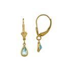 Genuine Aquamarine 14k Yellow Gold Pear Drop Earrings