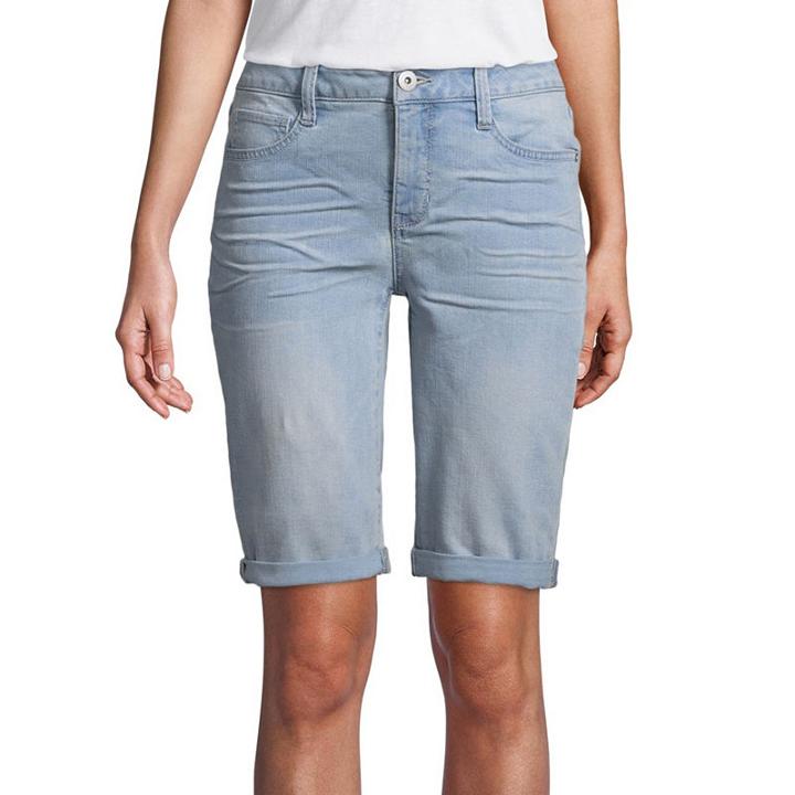 St. John's Bay 7 Classic Fit Denim Bermuda Shorts-petite