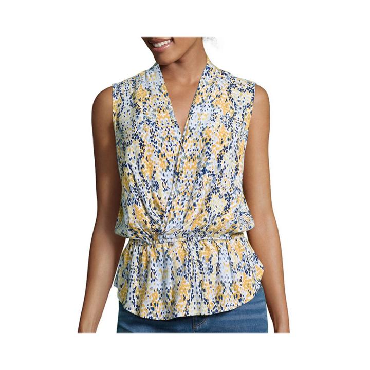 Liz Claiborne Sleeveless Wrap-front Peplum Blouse - Tall