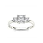1 1/4 Ct. T.w. Princess White Diamond 14k Gold 3-stone Ring