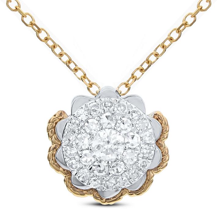 Womens 1/4 Ct. T.w. White Diamond 14k Gold Flower Pendant Necklace