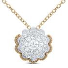 Womens 1/4 Ct. T.w. White Diamond 14k Gold Flower Pendant Necklace