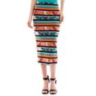 Bisou Bisou Striped Floral Print Pencil Skirt