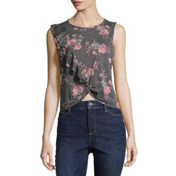 Cut And Paste Short Sleeve Scoop Neck Jersey Blouse-juniors