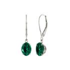 Round Lab-created Emerald 10k White Gold Earrings
