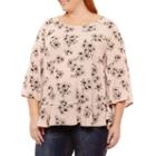 A.n.a Short Sleeve Crew Neck Woven Blouse-plus