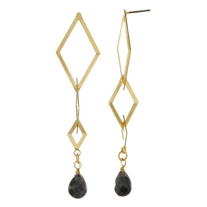 Natasha Gray Gold-tone Diamond-shaped Drop Earrings