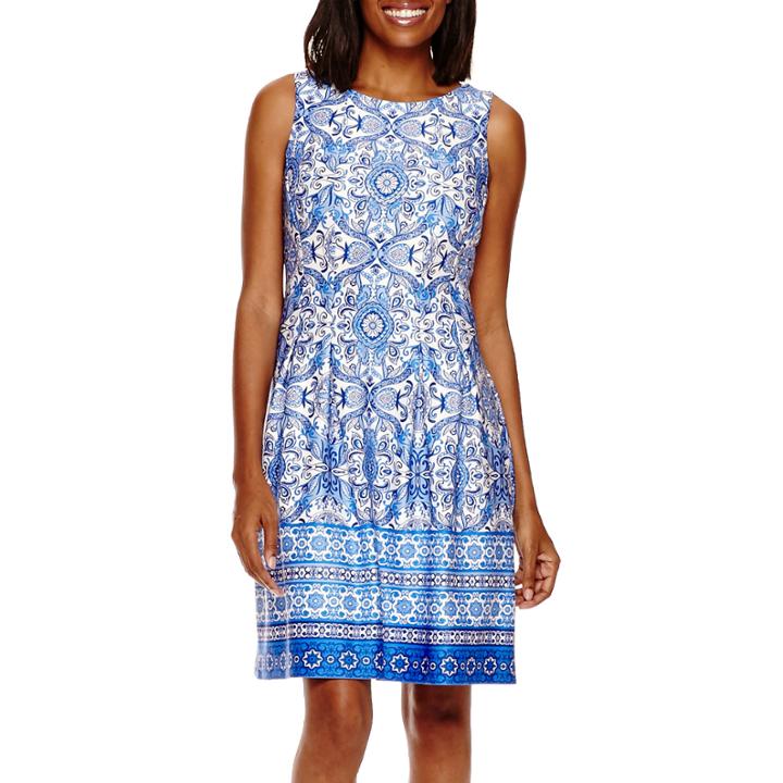 Danny & Nicole Sleeveless Medallion Print Fit-and-flare Dress