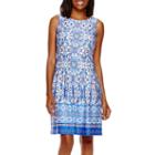 Danny & Nicole Sleeveless Medallion Print Fit-and-flare Dress