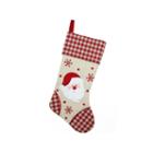 19 Burlap Embroidered Santa Claus Christmas Stocking With Red Gingham Cuff