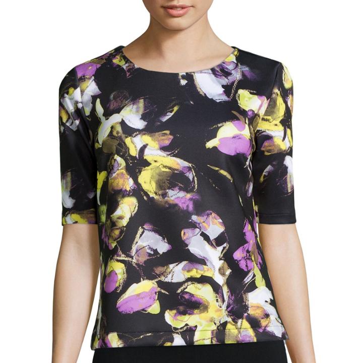 Liz Claiborne Elbow-sleeve Floral Top