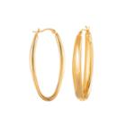 18k Gold Ion-plated Stainless Steel 49mm Oblong Oval Hoop Earrings