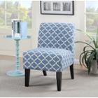 Parma Blue Quatrefoil Slipper Accent Chair