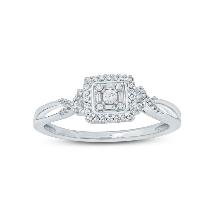 Womens 1/6 Ct. T.w. Genuine Multi-shape White Diamond Sterling Silver Promise Ring
