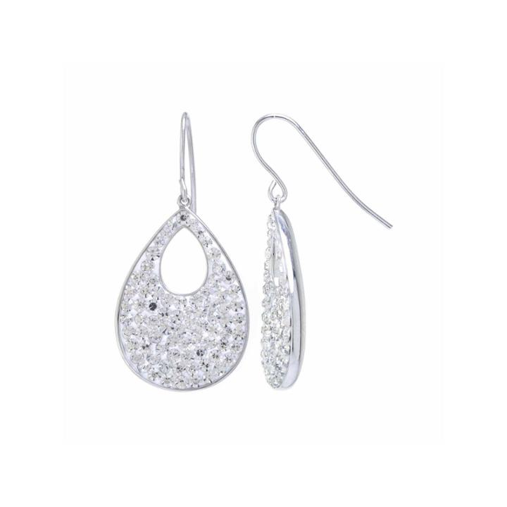 Footnotes Crystal Silver Over Brass Drop Earrings
