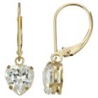 Heart-shaped Cubic Zirconia Earrings 14k Gold
