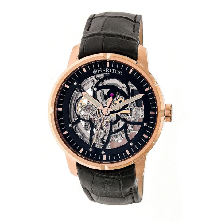 Heritor Ryder Mens Black Strap Watch-herhr4606