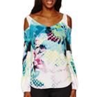 Worthington Long-sleeve Cold Shoulder Blouse - Tall