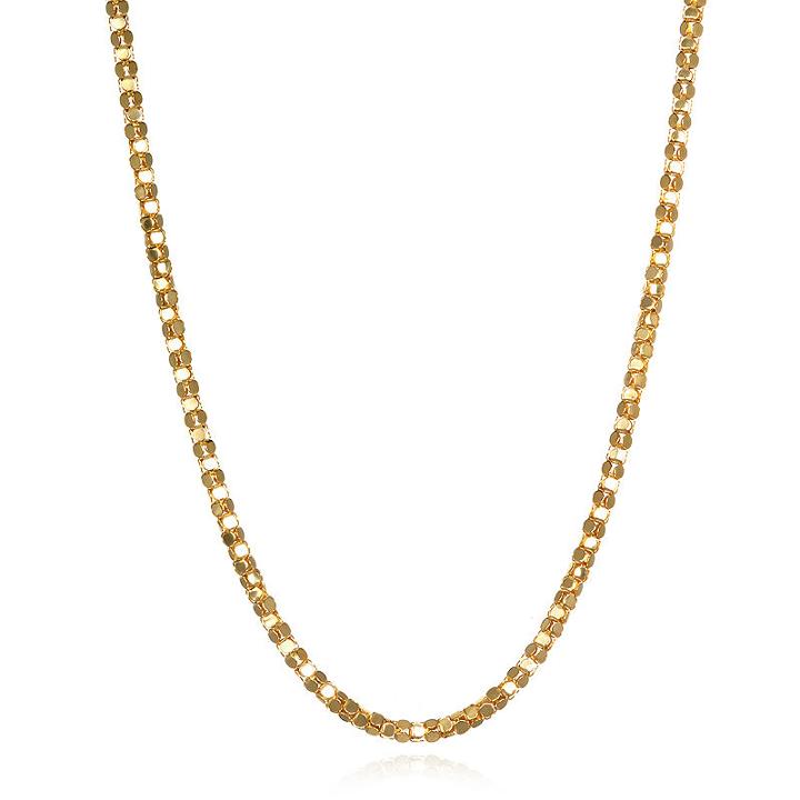 14k Yellow Gold Diamond-cut Popcorn Chain Necklace