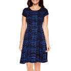 Studio 1 Short-sleeve Fit-and-flare Sweater Dress - Petite