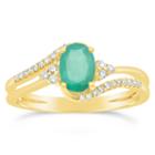 Womens 1/8 Ct. T.w. Green Emerald 10k Gold Cocktail Ring
