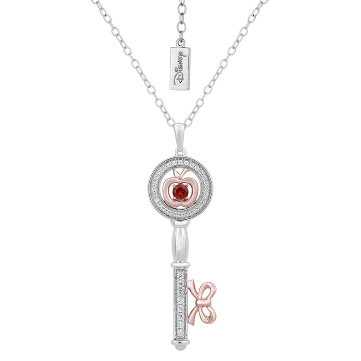 Enchanted By Disney Womens 1/5 Ct. T.w. Brown Garnet Sterling Silver Gold Over Silver Pendant Necklace