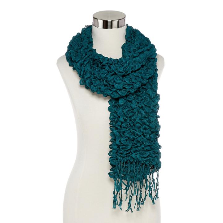 Solid Tufted Bubble Oblong Scarf