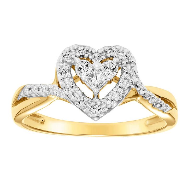 Womens 1/4 Ct. T.w. Genuine Diamond White Heart Engagement Ring