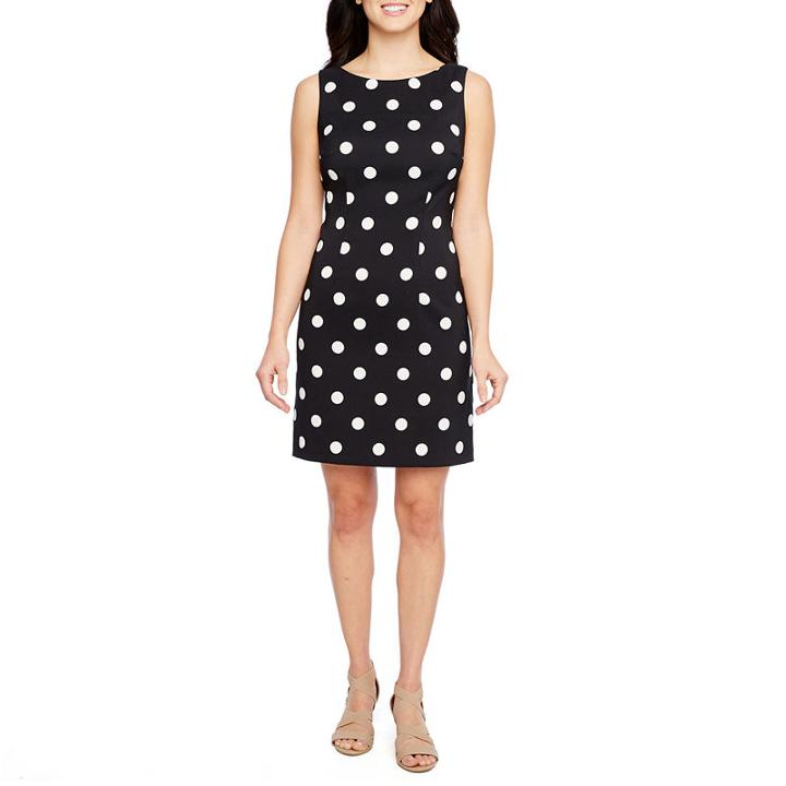 R & K Originals Sleeveless Polka Dot Sheath Dress