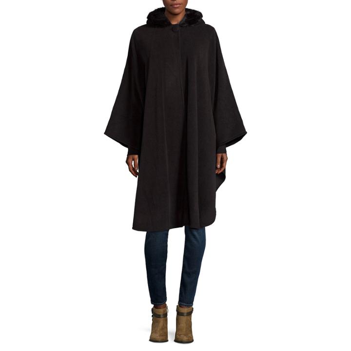 Mixit&trade; Fur-hooded Fleece Wrap
