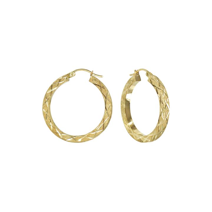 14k Yellow Gold Laser-cut Square Tube Hoop Earrings