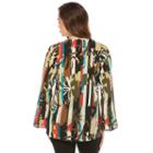 Rafaella Long Sleeve Split Crew Neck Woven Floral Blouse