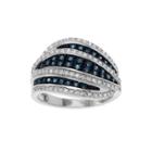 1 1/7 Ct. T.w. White & Color-enhanced Blue Diamond Sterling Silver Ring