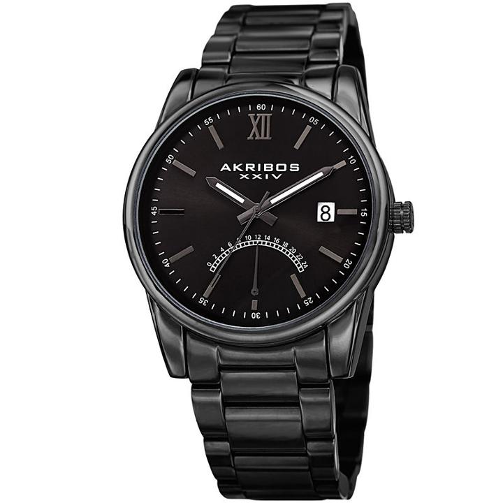 Akribos Xxiv Mens Black Strap Watch-a-962bk