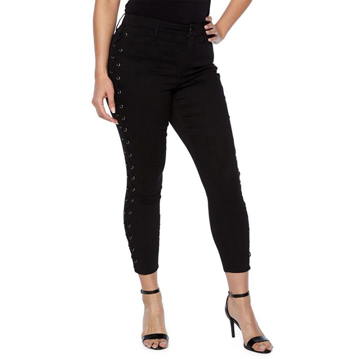 Bold Elements Side Lace Up Crop Jeans