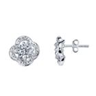 Sparkle Allure White Flower Stud Earrings